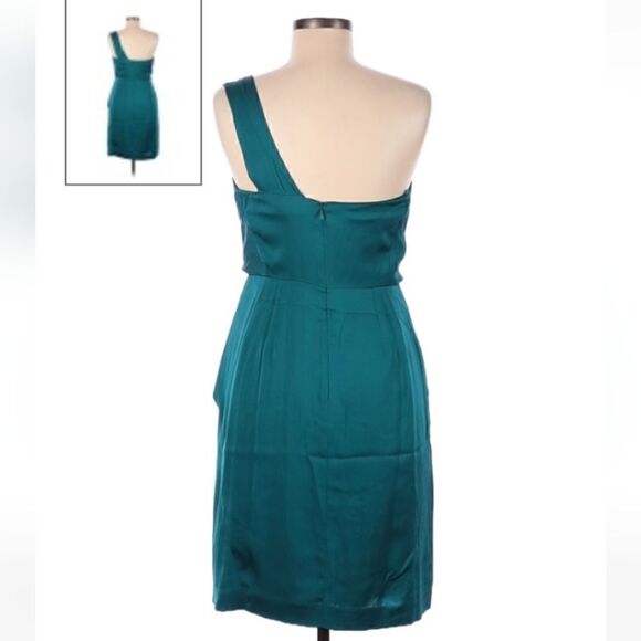 Banana Republic Silk Open Shoulder Teal Dress Size 2 - Picture 7 of 13